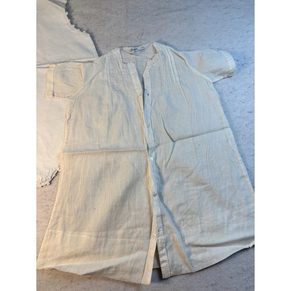 Vintage Baby 6 Months Day Gown‎ And Cotton Shift With Hand Embroidery 2Pc